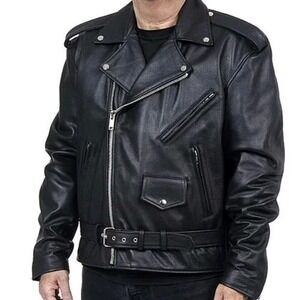Vintage Men's Excelled Leather Motorcycle Jacket‎ Biker Punk Rocker sz XL Black
